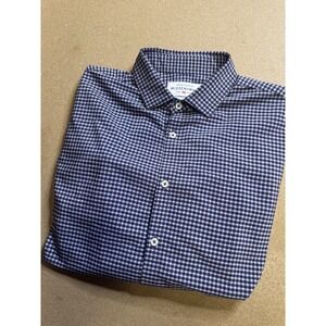 Mizzen+Main Leeward Collection Dress Shirt XL Trim Fit Navy Red Gingham Check